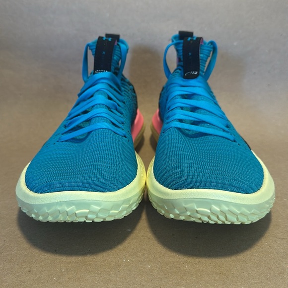 Under Armour Mens FUTR X ELITE Basketball Shoes Green Blue Pink Size 12.5 - Picture 2 of 8
